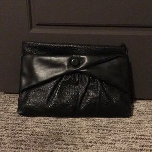 Black leather wristlet